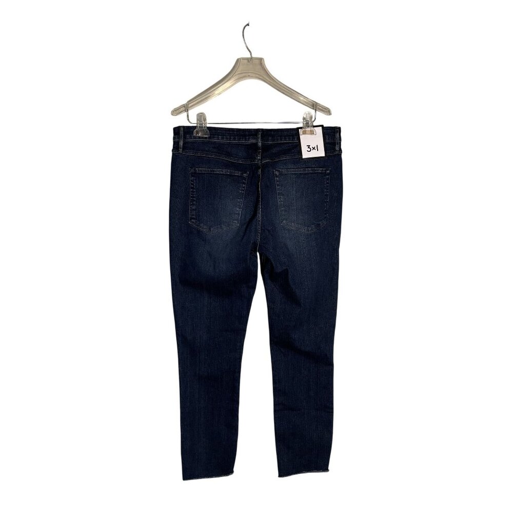3x1 Midway Skinny Crop Jeans Womens Size 32 Dark Indigo Distressed Hem Denim - Picture 2 of 12